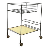 Minimalist perforated metal serving trolley in mid-century style, 1960s.