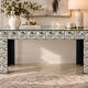 Console table en verre carreaux de miroir bombe argenté table d’entrée