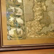Vintage Map Golden Leaf of the British Isles by Joannes Janssen, 1646