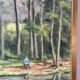 Fishermen at Brochard Pond, signed M. Louis, 1981
