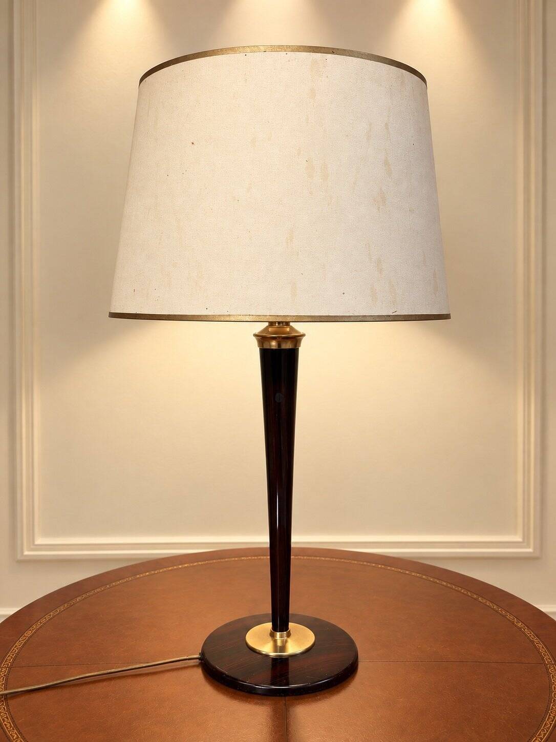 Art Deco table lamp "Mazda" – Faux wood & brass – 1930s