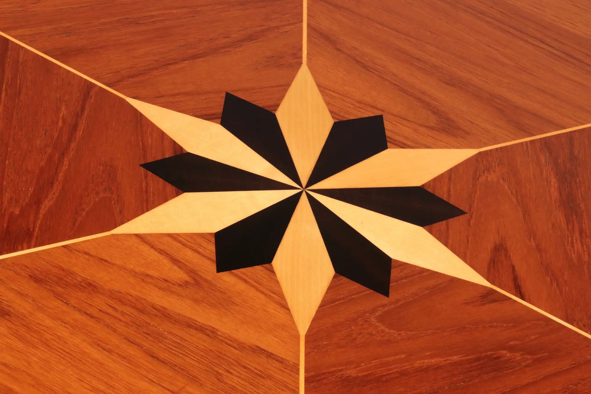 Italian mid-century dining table with stunning inlay star
