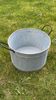 Round planter basin in vintage zinc