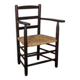 Wooden straw armchair