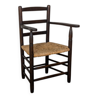 Fauteuil en bois paillé