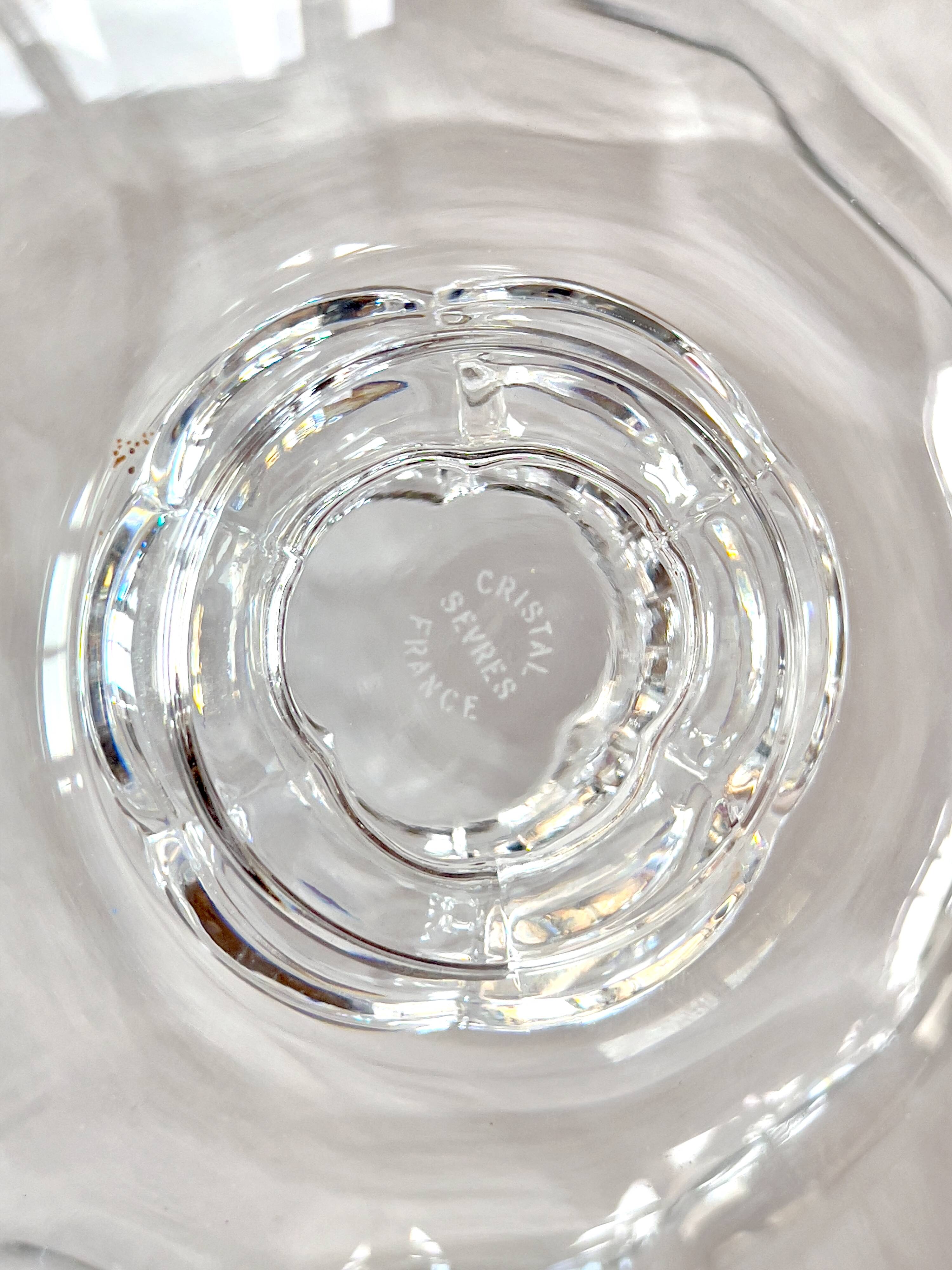 large fruit bowl on a pedestal in Sèvres crystal from the 1950s