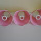 Lasuffed white metal suspension - 3 pink lampshades
