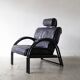 Vintage postmodern leather Italian Memphis lounge armchair
