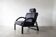 Vintage postmodern leather Italian Memphis lounge armchair