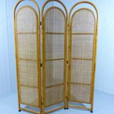 Rattan & wicker folding screen, 1980’s