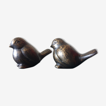Couple oiseaux en bronze