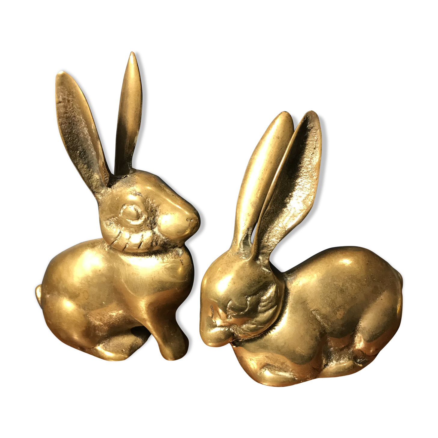 Pair of brass rabbits