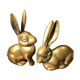 Pair of brass rabbits