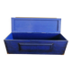 Coffre malle - banc en bois massif bleu Majorelle & laiton doré