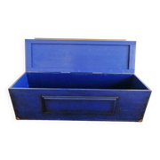 Trunk chest - bench in Majorelle blue solid wood & golden brass