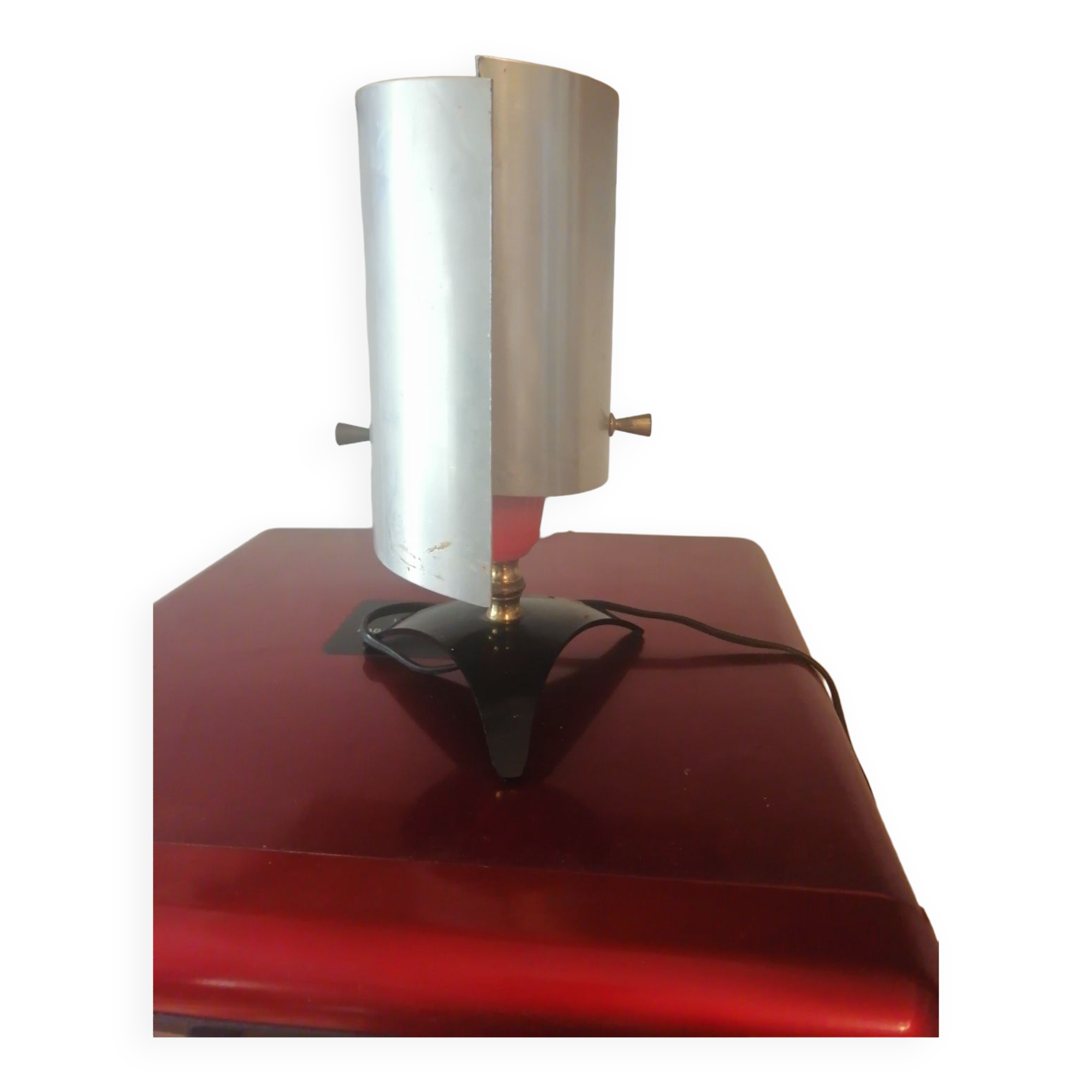 Bedside lamp desk guariche style rockabilly brushed steel 1960