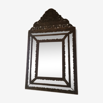 Miroir laiton repoussé XIXème