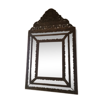 Miroir laiton repoussé XIXème