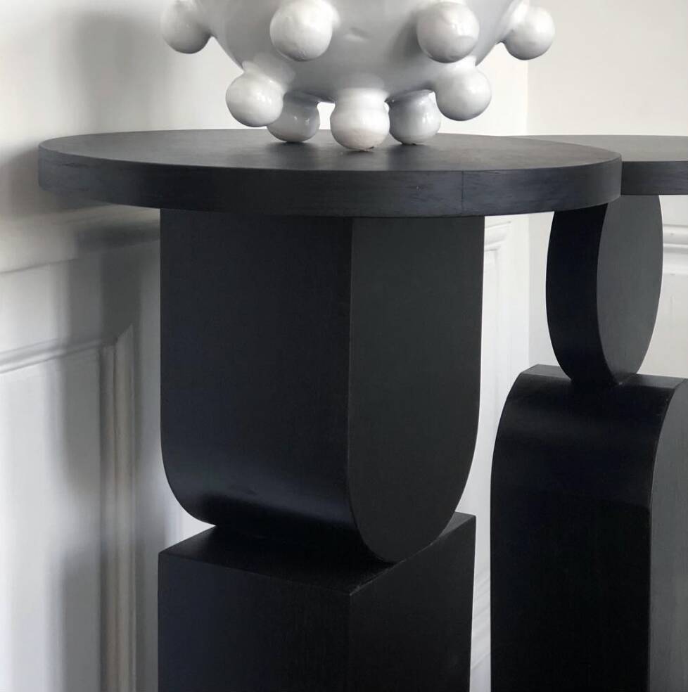Sellette - Table d'appoint en bois teinté noir