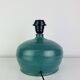Ceramic green/blue globe lamp, rattan shade, vintage