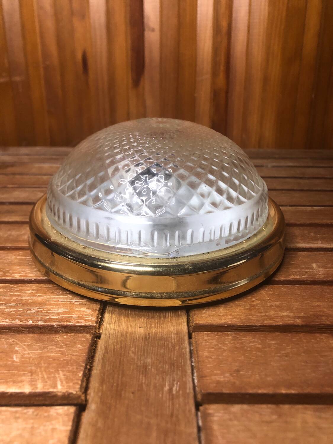 Old molded glass ceiling light + vintage gold contour