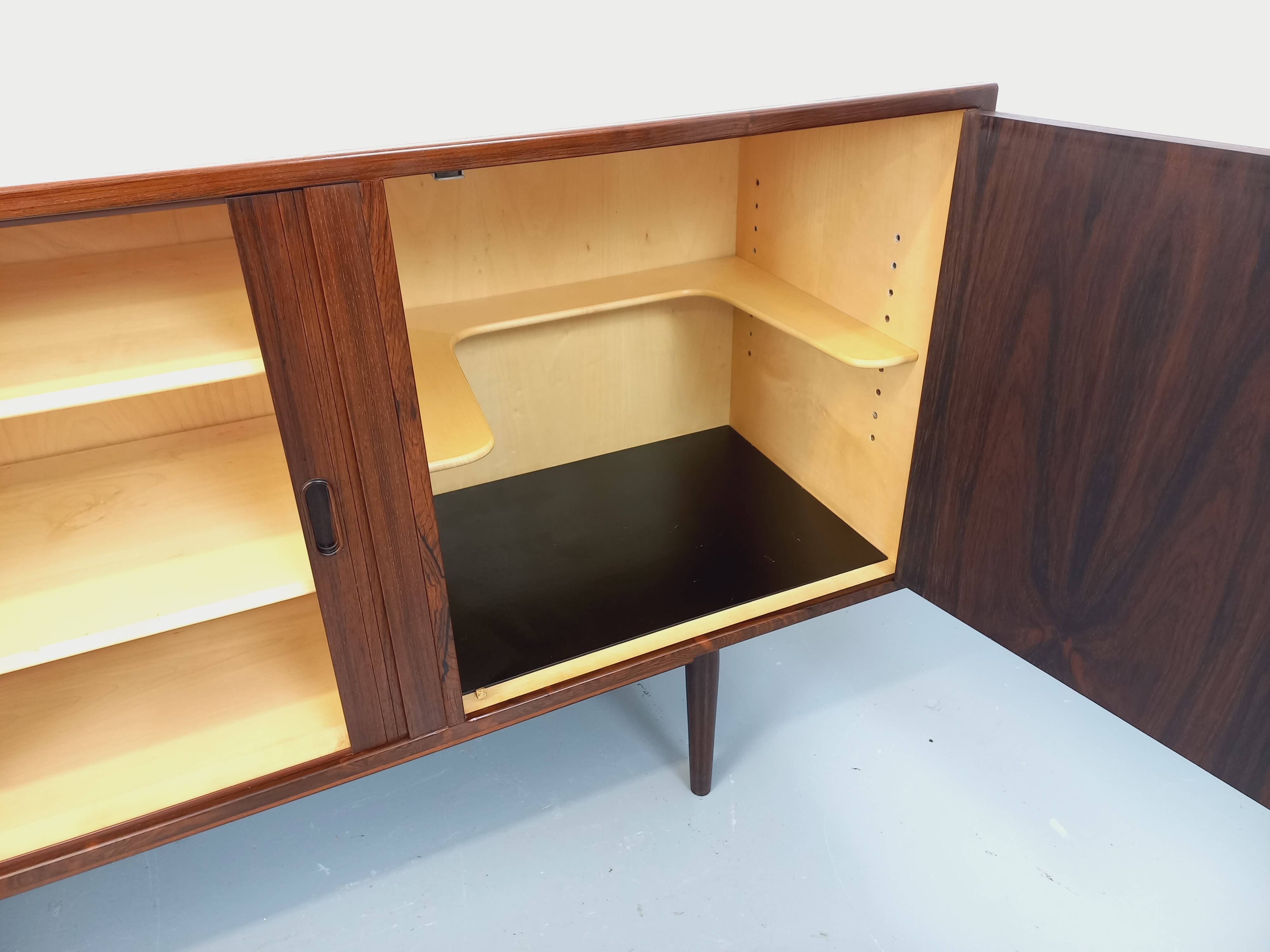 Vintage Scandinavian enfilade by Danish designer Arne Vodder in rosewood.