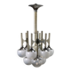 Vintage lacquered steel chandelier with glass spheres, Italy, 1960s-1970s.