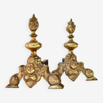Pair of 18th century brass andirons.