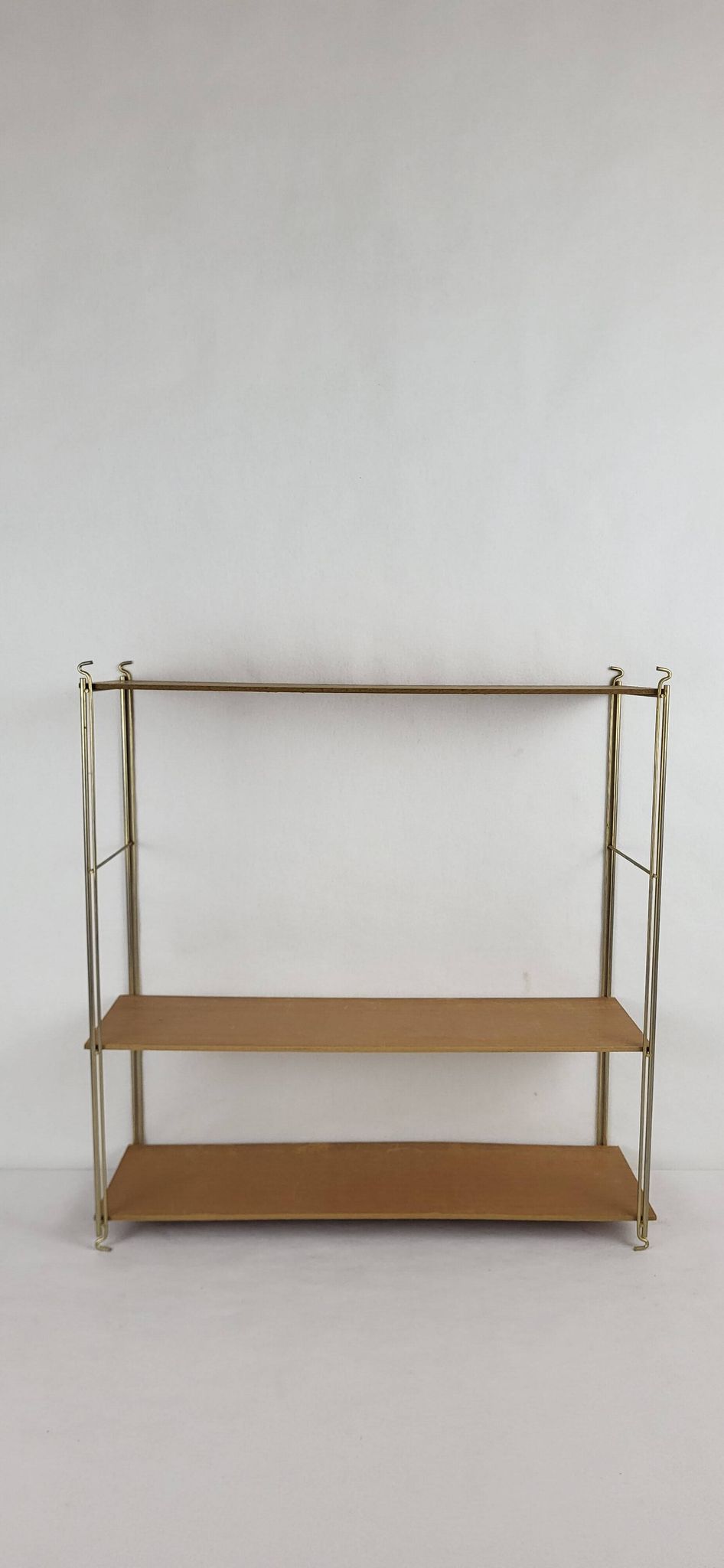 String Shelf Wood and gold metal 1960's
