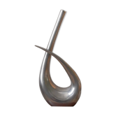 Single flower vase cast aluminum free form contemporary design silver metal