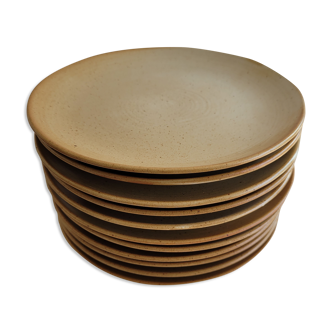 Lot de 11 assiettes à dessert en grès