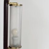 Vintage wall light in wood, glass and brass, France, 1980.