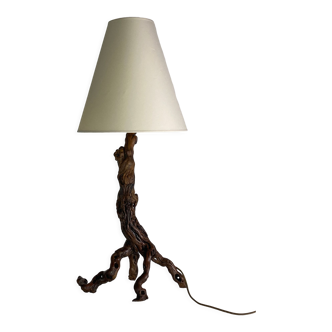 Brutalist organic vine branch lamp, France 1950s