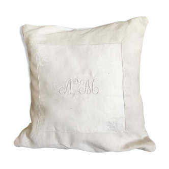 Linen cushion former White Monogram 35 x 35cm