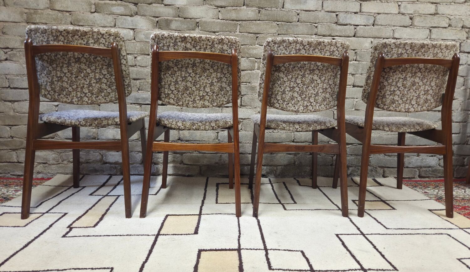 Set of 4 vintage Scandinavian teak chairs from the 1960s.