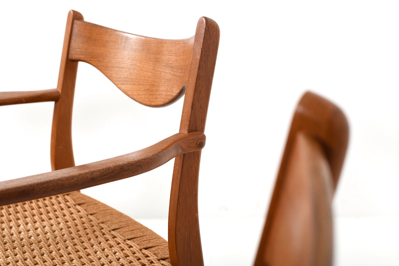 Danish teak dining chairs by Arne Wahl Iversen Glyngøre Stolefabrik