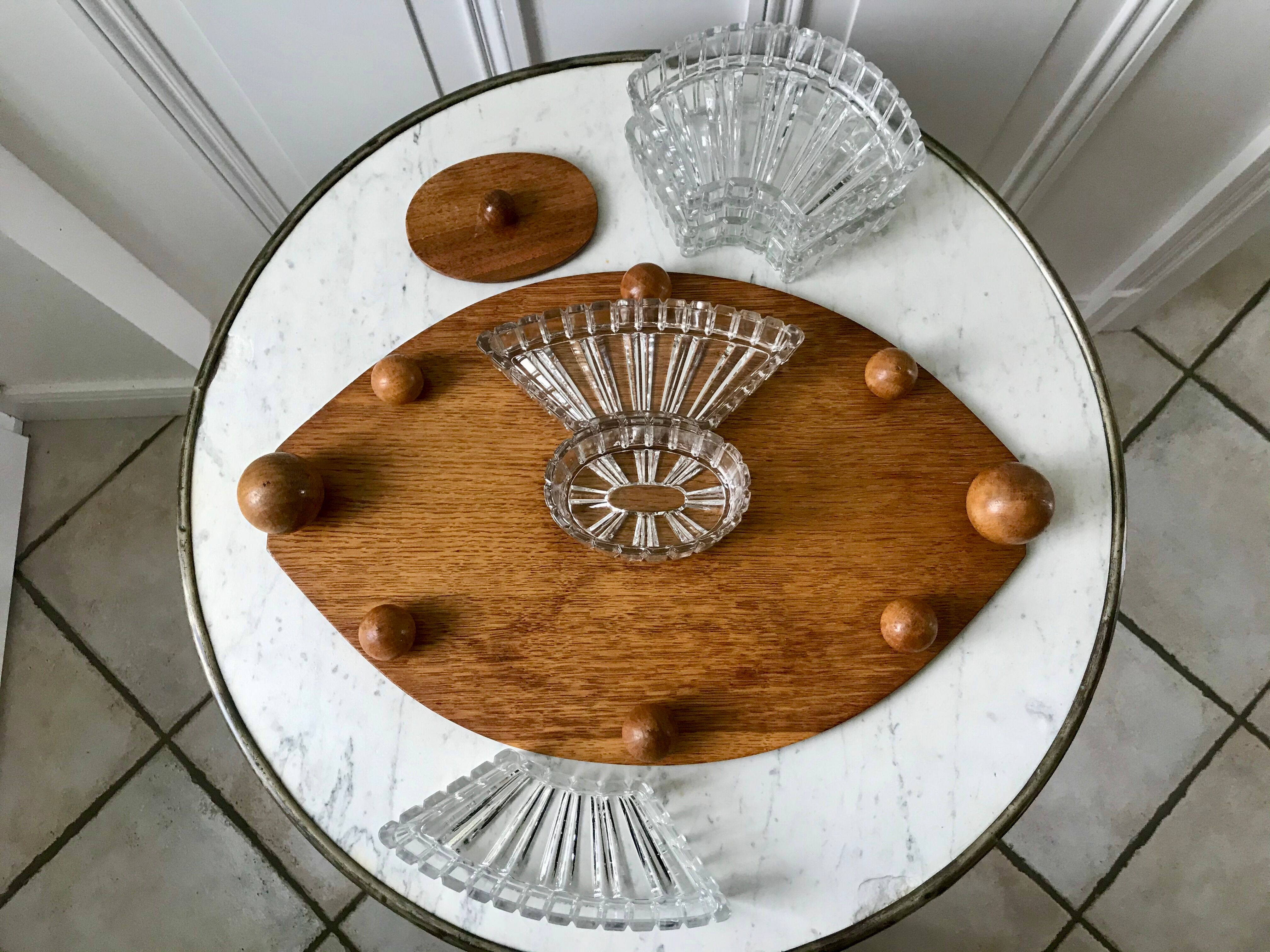 Wooden top and art deco glass 30s
