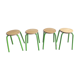 Lot de 4 tabourets vintage métal vert et bois