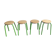 Lot de 4 tabourets vintage métal vert et bois