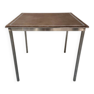 Folding game table, steel and velvet, in the style of Christian Dior, 1970s – France