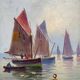 Painting XIX° HSP Marine Sailboats "Return from fishing" school of E. Gauffriaud