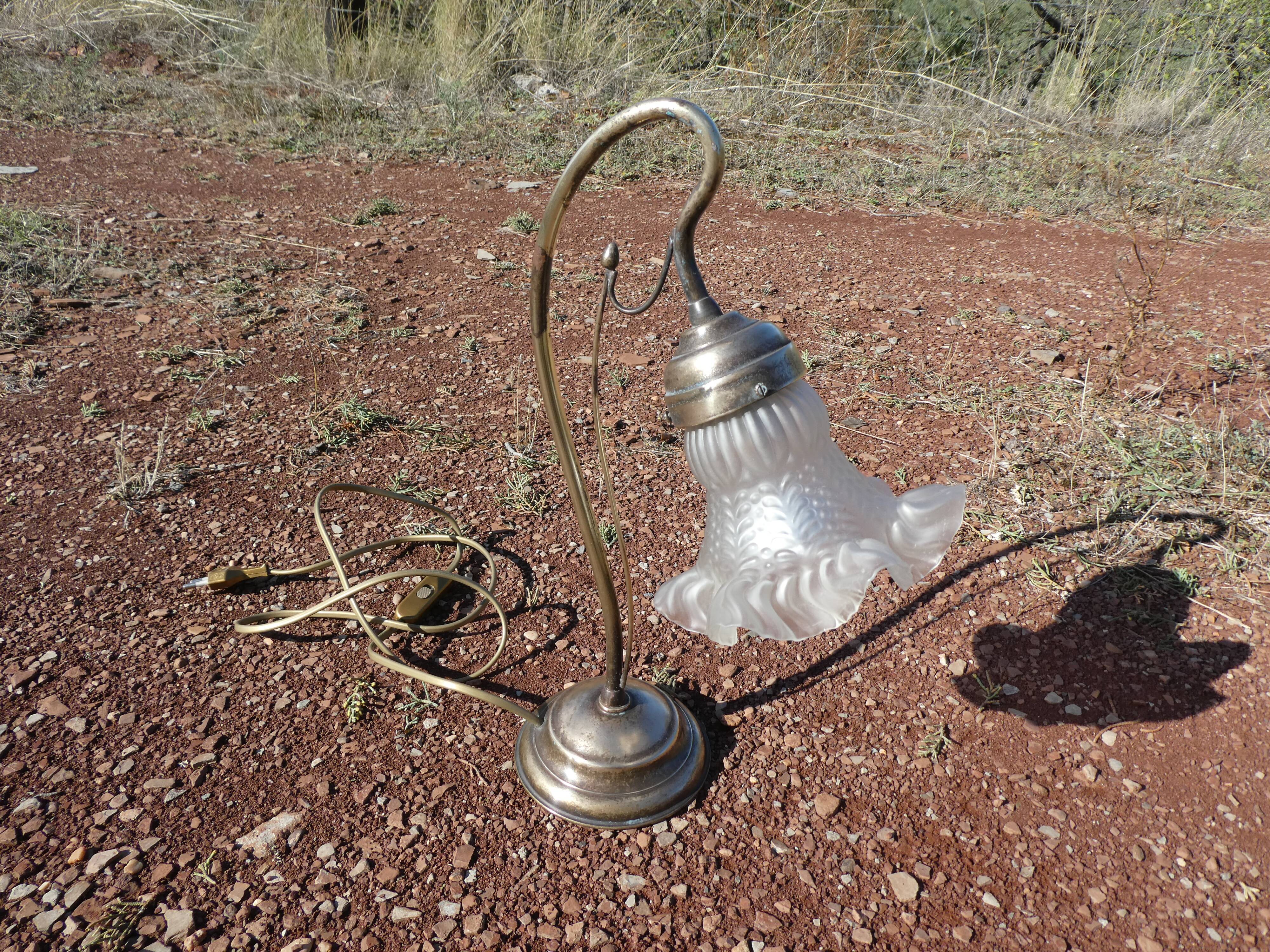 Tulip lamp / swan neck Art Deco brass