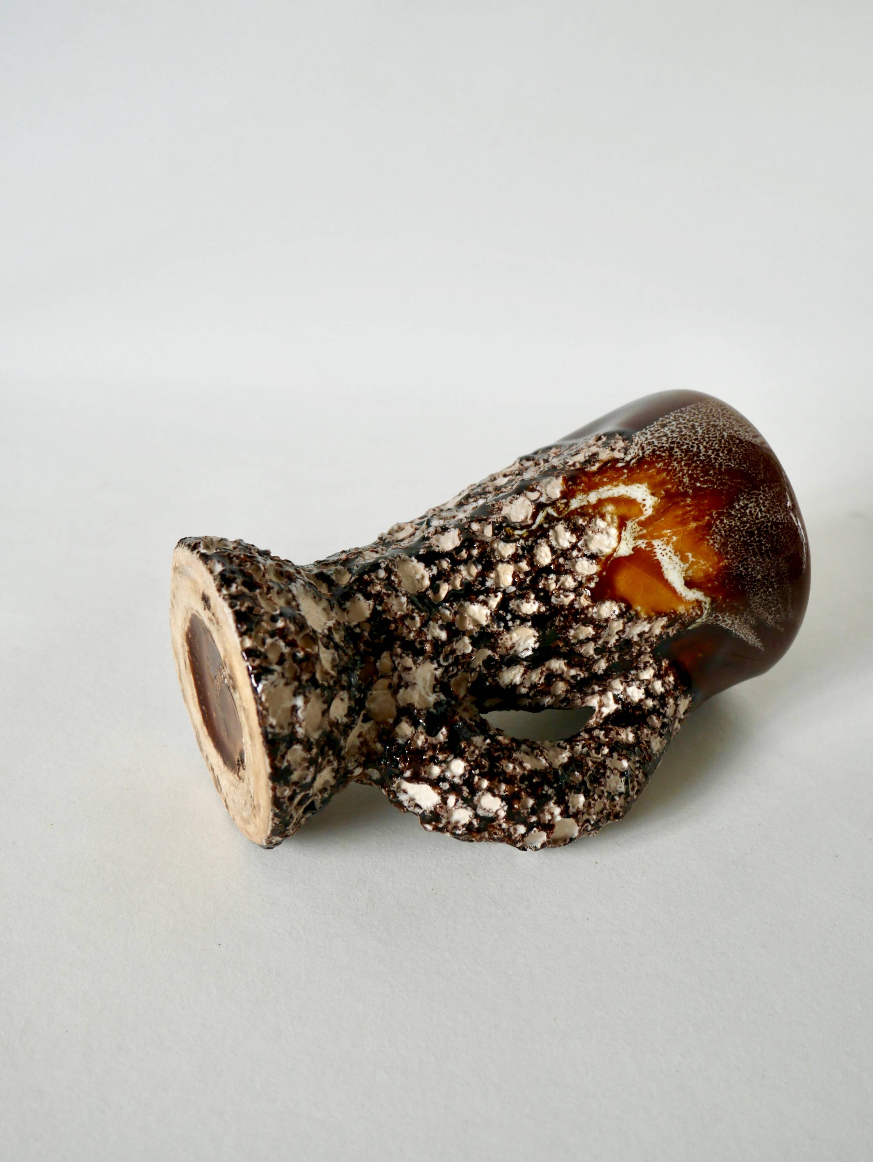 Fat Lava brown ceramic pitcher from the 70s