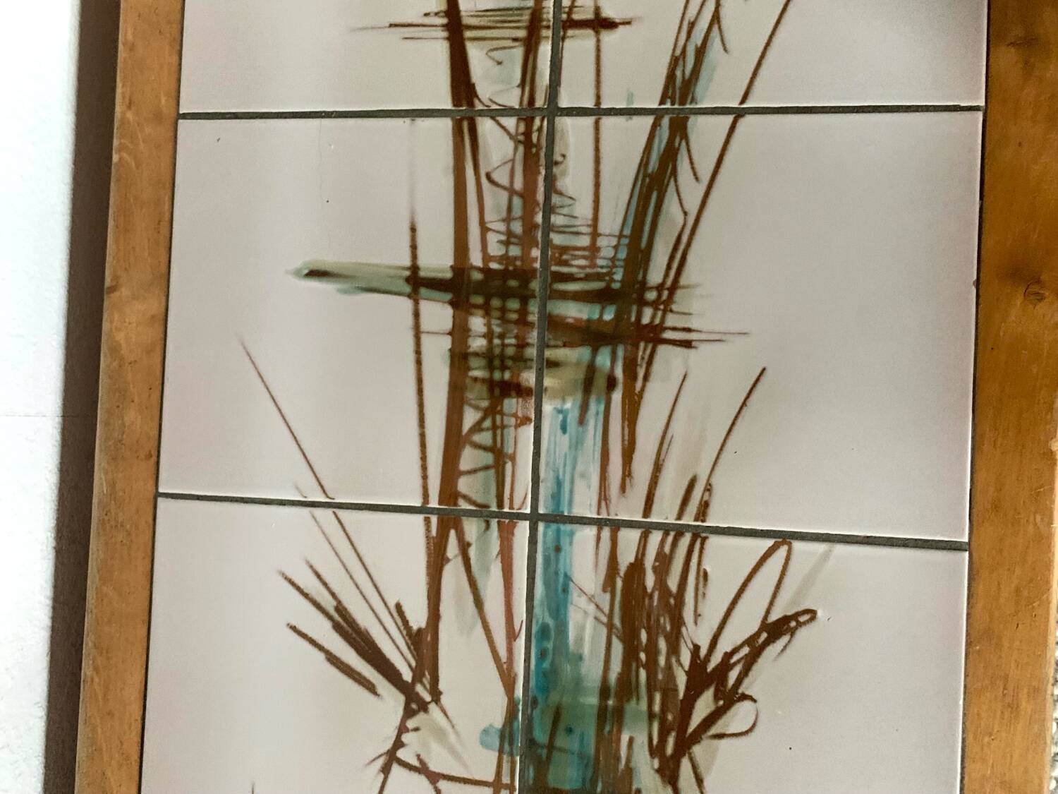 Vintage elm and ceramic coffee table