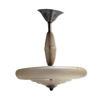 Art Deco chandelier in granite glass and chrome metal