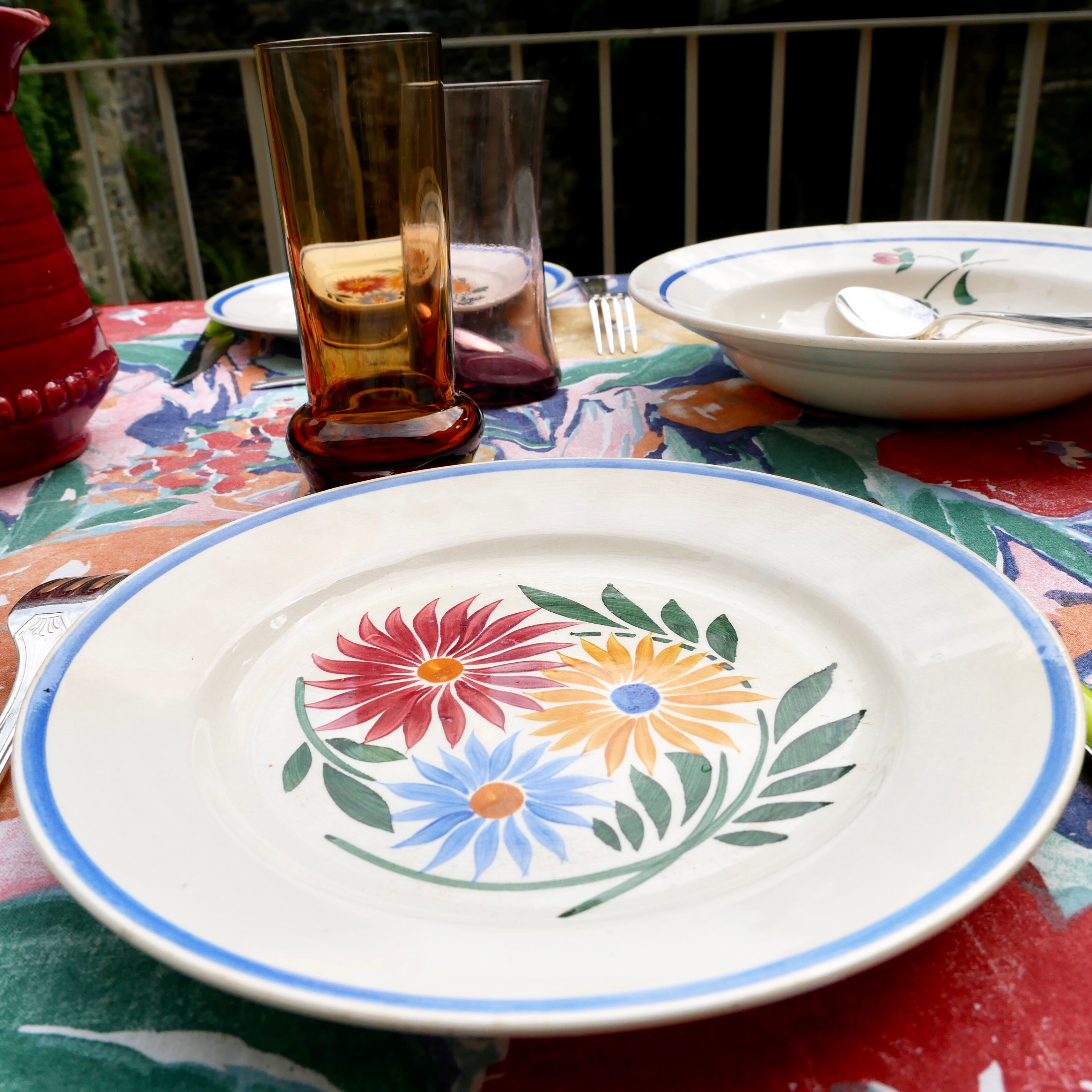 Lot flat plates model "Rustic" Sarreguemines