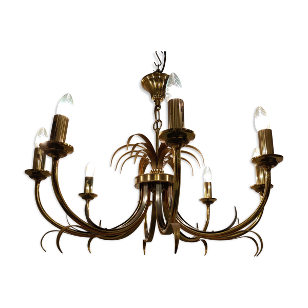Lustre en laiton et ananas chromé années 1970