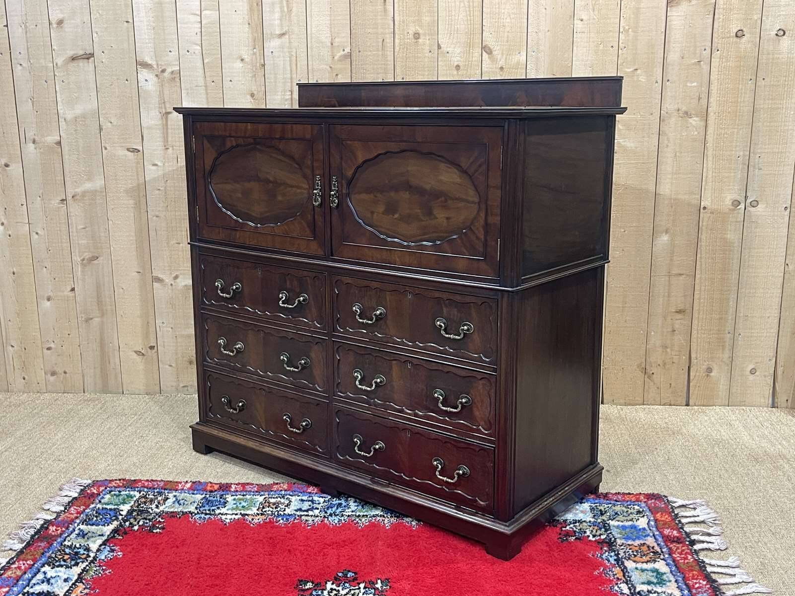 1950s English mahogany chest of drawers