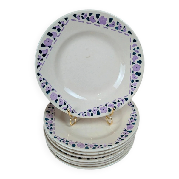 Lot de 8 assiettes à dessert Longchamp Terre de Fer modèle Cannes
