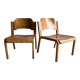 Paire de fauteuils bois blond moulé années 80